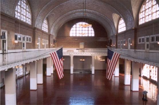 The restored Great Hall at Ellis Island