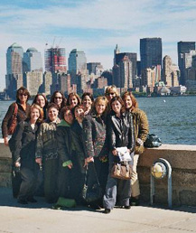 UJA-NJ-October, 2004, pose near the flag pole for photo during visit to Ellis with Tom Bernardin.